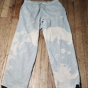 Nike Gray and White BLEACHED Patterned Joggers